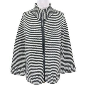 Talbots Plus Sweater Jacket  3X Vtg Nautical Stripe Wool Angora